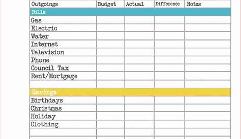 Printable Family Budget Free Spreadsheet Excel Basic Home Monthly