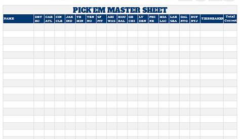 NFL Week 1 Picks Master Sheet Grid - 2024