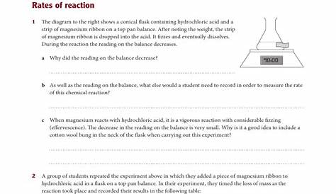 reaction rates worksheets answers