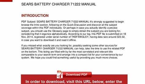 Sears battery-charger-71222-manual