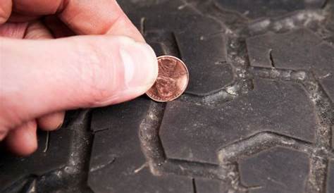 Checking Tire Tread Depth With A Penny Stock Photo - Download Image Now
