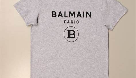 BALMAIN: cotton t-shirt with logo - Grey | Balmain t-shirt 6M8701 MX030