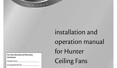 HUNTER CEILING FAN INSTALLATION AND OPERATION MANUAL Pdf Download