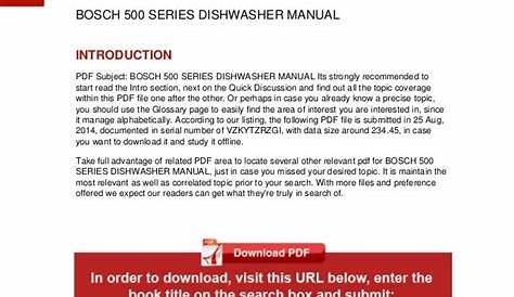 bosch 500 series washer manual pdf