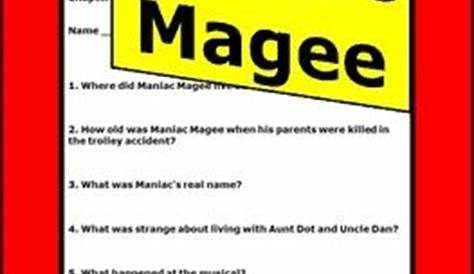 maniac magee worksheet