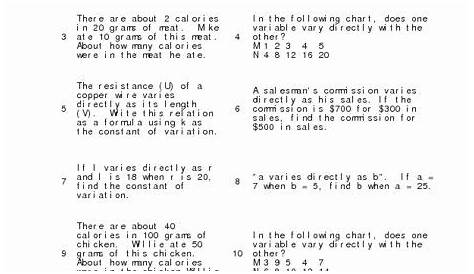 50 Direct Variation Worksheet Answers