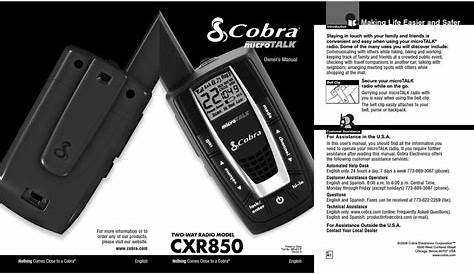 COBRA MICROTALK CXR850 OWNER'S MANUAL Pdf Download | ManualsLib