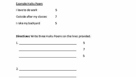 haiku poems worksheet