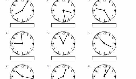 Third Grade Time Reading Math worksheet, analog clocks