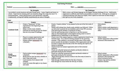 Academic Goal Setting Worksheet High School Worksheet : Resume Examples