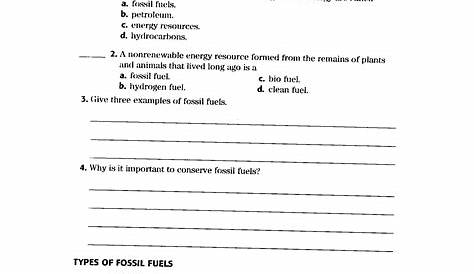 fossil fuels worksheet 3rd grade