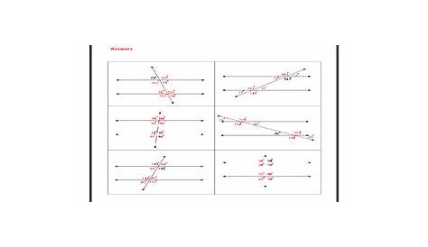 transversal and parallel lines worksheet