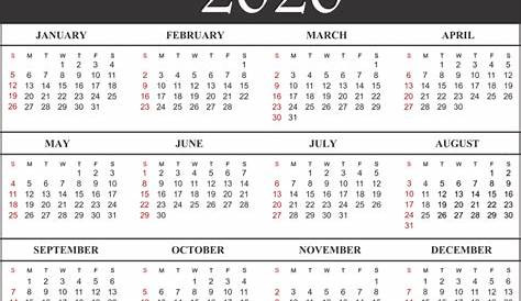 Free Blank Printable Calendar 2020 Template in PDF, Excel, Word