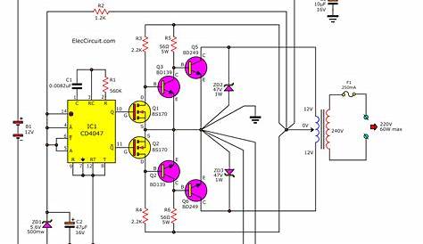 DC to AC Converter Circuit projects, 12V to 220VAC - ElecCircuit.com