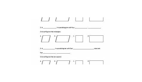 properties of rhombuses rectangles and squares worksheets