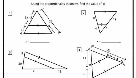 Triangle Proportionality Theorem Worksheets - Math Monks