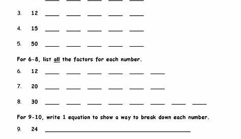 multiple and factor worksheet