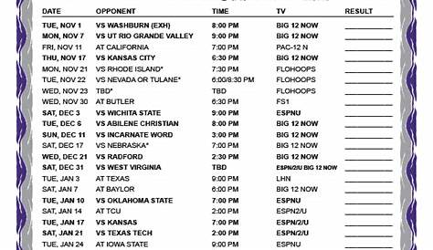 Printable 2022-2023 Kansas State Wildcats Basketball Schedule