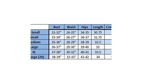 juniors clothing size chart