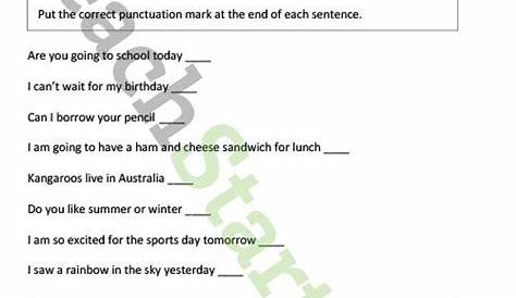 Punctuation Worksheet Pack - Lower Primary Teaching Resource | Teach