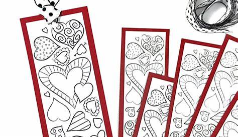 Valentine Heart Bookmarks to Print and Color | Carla Schauer Designs
