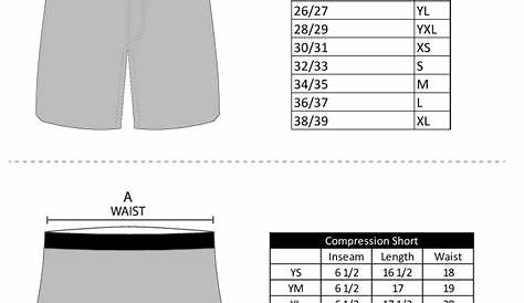 youth short size chart