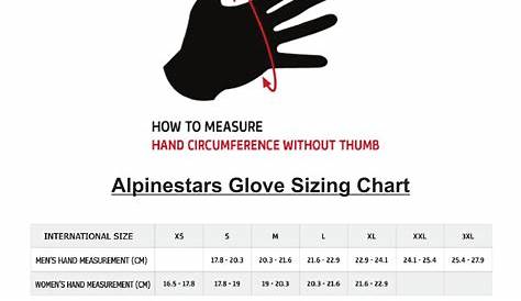Sizing Chart: Alpinestars Auto Racing Glove