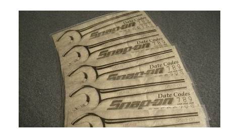 SNAP-ON TOOLS DATE CODES CHART *LAMINATED* | eBay