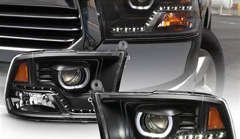 Black 2009-2018 Dodge Ram 1500 2500 3500 DRL LED Projector Halo