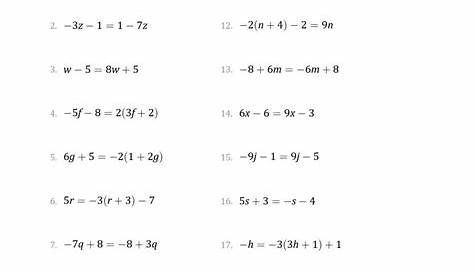 linear equations worksheets grade 7 pdf
