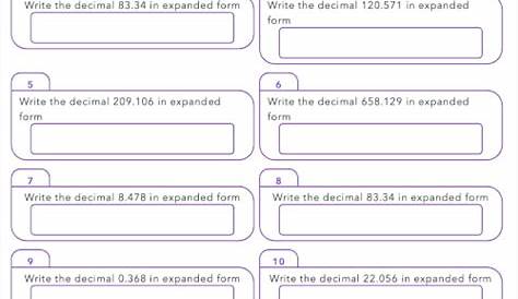 Writing Decimals In Expanded Form Worksheets - Worksheets Master