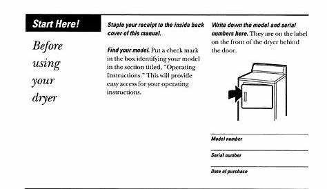 Cover of this manual, Before using your dryer, Help us help you | GE DDSR475GT User Manual