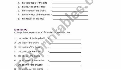 English worksheets: Worksheet on possessive nouns