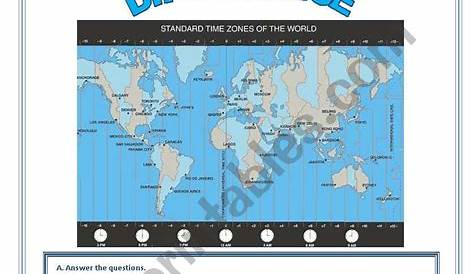 World Time Zones - ESL worksheet by Fenixgirl