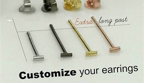 Extra long post earrings tiny bar stud earrings thick