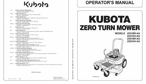 KUBOTA Z231BR-AU OPERATOR'S MANUAL Pdf Download | ManualsLib