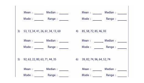 mean median mode and range worksheet answer key