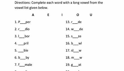 Long And Short Vowel Sounds Worksheets Grade 3 - Maryann Kirby's