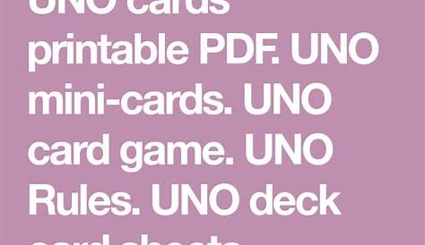 UNO cards printable PDF. UNO mini-cards. UNO card game. UNO Rules. UNO
