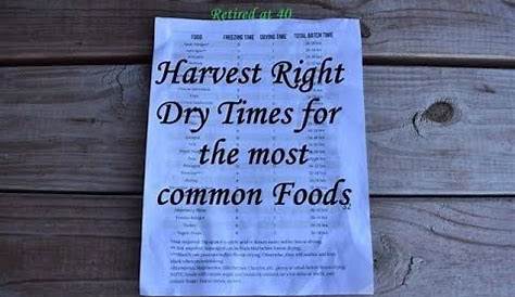 Harvest Right Recommended Freeze & Dry Times for the most common foods