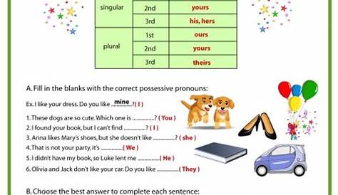 possessive pronouns worksheet pdf