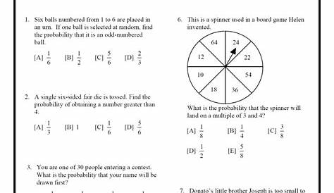 probability worksheet 7th grade pdf