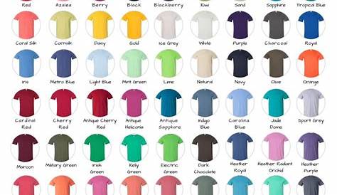 gildan t-shirt color chart