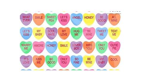 7 Best Images of Printable Valentine Conversation Heart Sayings