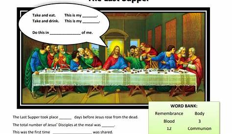 The Last Supper Worksheet: Fill-In Blanks - Catechism Angel | Free