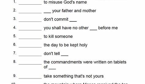 Ten Commandment – WorkSheet - SundaySchoolist
