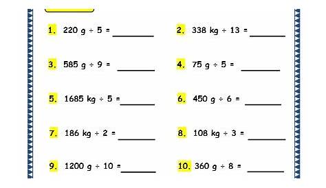 Grade 3 Maths Worksheets: (12.6 Division of Grams and Kilograms) - Lets