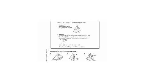 surface area of pyramid worksheet