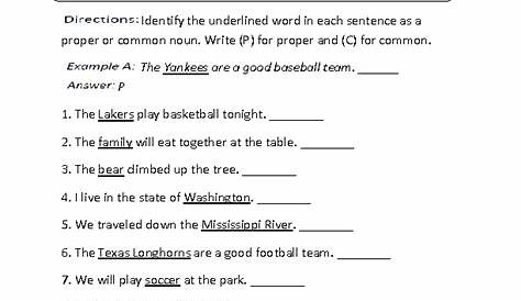 Nouns Worksheets | Proper and Common Nouns Worksheets