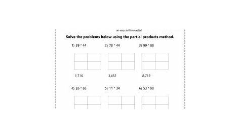 4.NBT.5 - Partial Products Multiplication Worksheets by Homework Hut